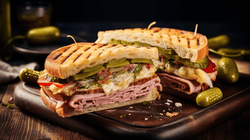 Cubano Sandwich with Roasted Pork, Ham, and Pickles