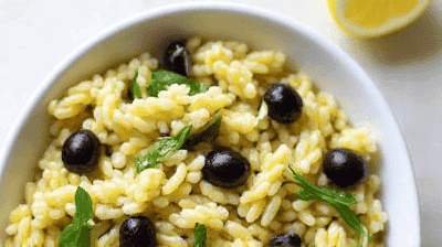 Greek Orzo Pasta Salad with Kalamata Olives Cucumber LemonDill Dressing