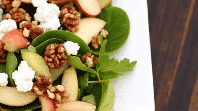 Harvest Apple Salad with Candied Walnuts Goat Cheese Apple Cider Vinaigrette