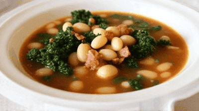 Hearty Tuscan White Bean Kale Soup with Crispy Pancetta A Rustic Italian Delight